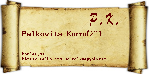 Palkovits Kornél névjegykártya