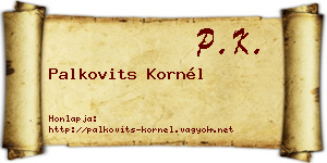 Palkovits Kornél névjegykártya